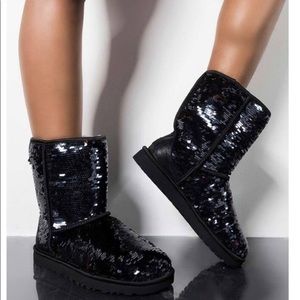 Black sequin UGG classic short boots. Like new.